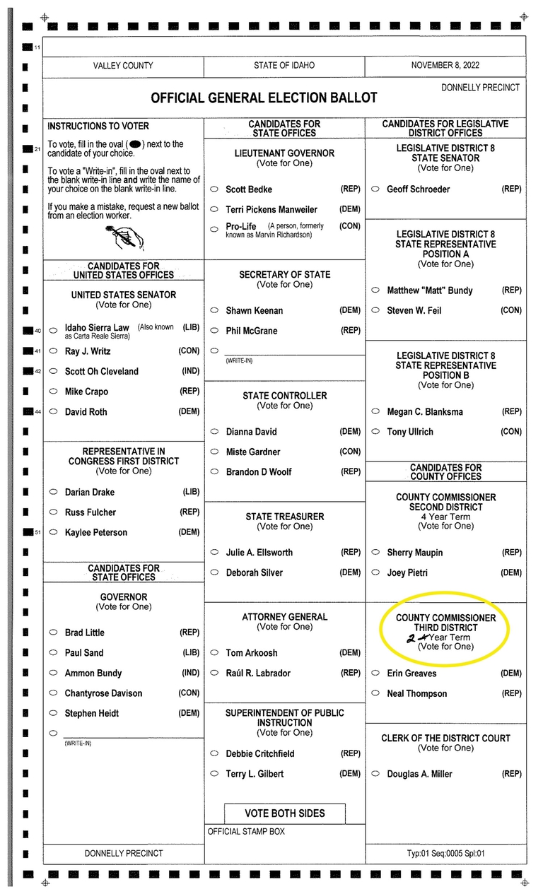 Official site of Valley County, Idaho November Ballot Correction